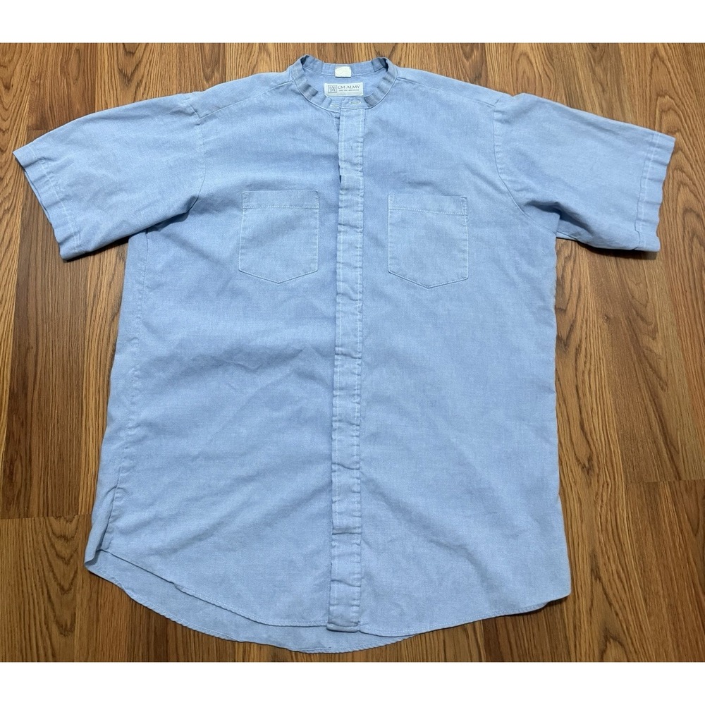 CM Almy Clergy Shirt Mens 16 Neckband Oxford Blue Made In USA